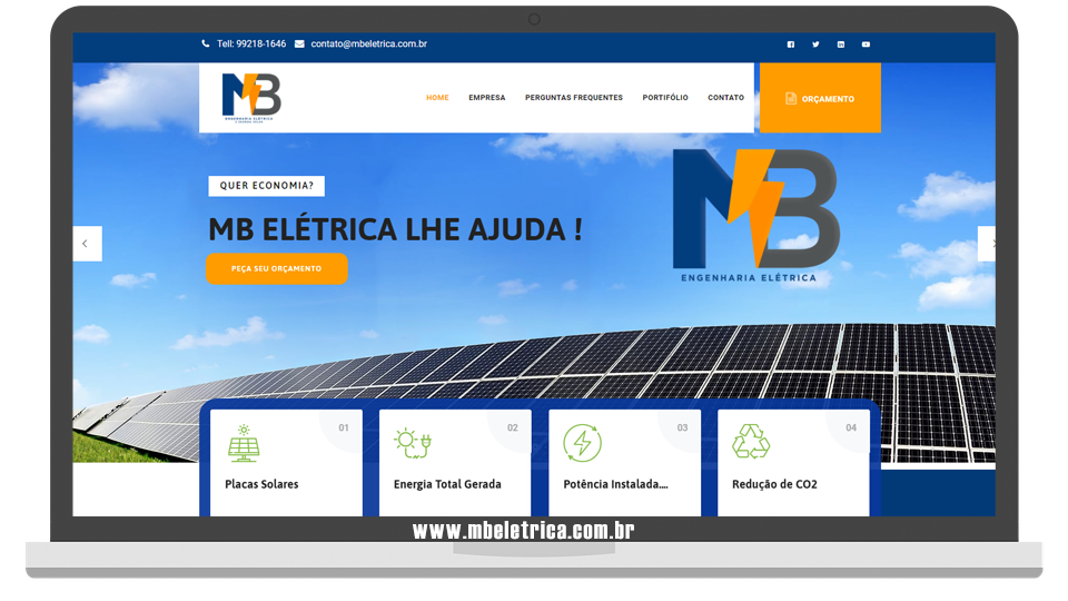 Site MB Elétrica desenvolvido pela WILCOMP