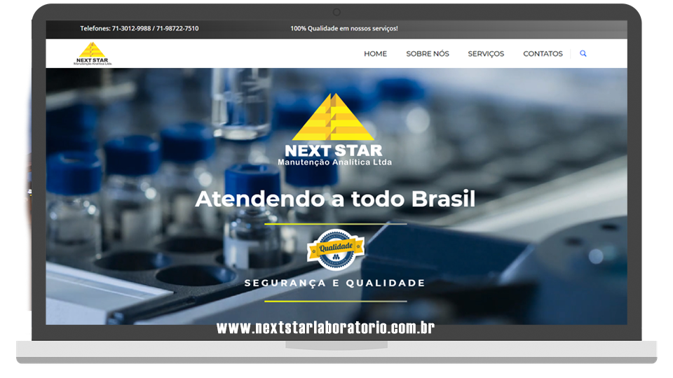 Site Next Star Laboratório desenvolvido pela WILCOMP
